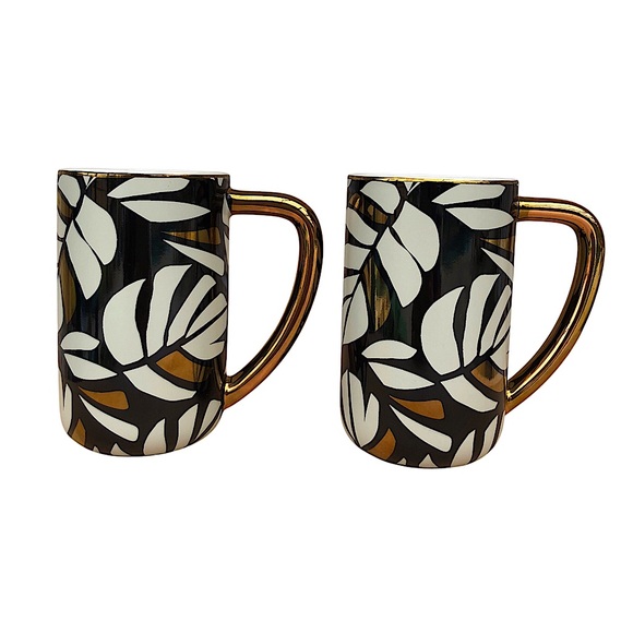 Tabitha Brown Stoneware Brown Ivory Gold Palm Luxurious  Coffee Tea Mug - Picture 1 of 11